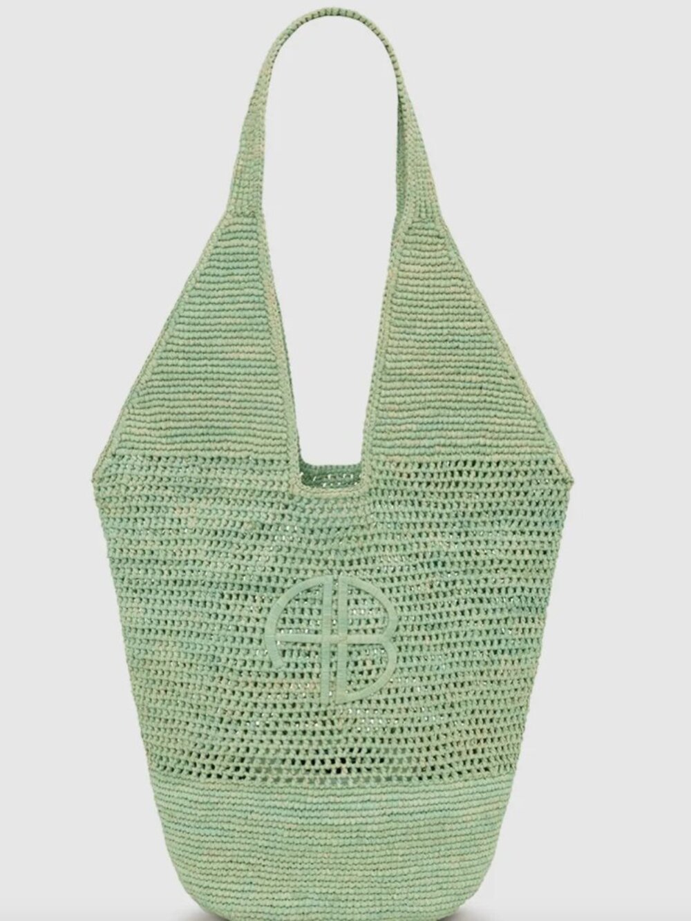 Leah Logo Hobo Raffia - Anine Bing- Sea Foam Green